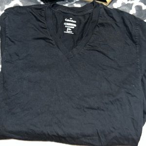 Calvin Klein mens basic black v-neck short sleeve tee sz small